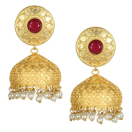 Joban Fashion Women Matte Gold Brass Jhumka