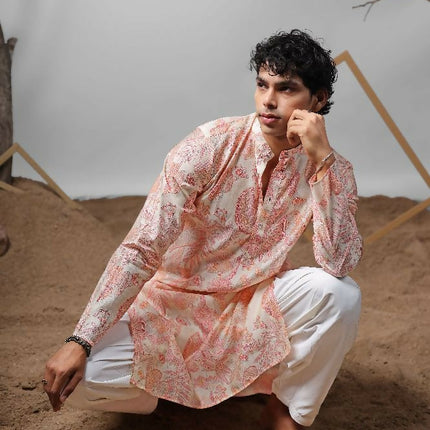 Pink Modal Designer Printed Kurta Set - Mahotsav