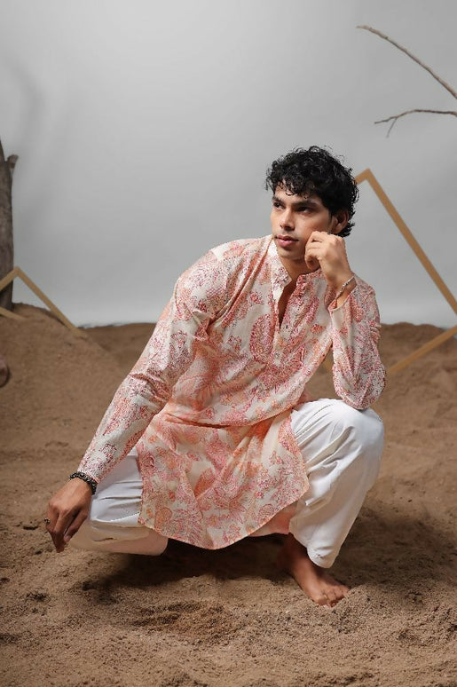 Pink Modal Designer Printed Kurta Set - Mahotsav