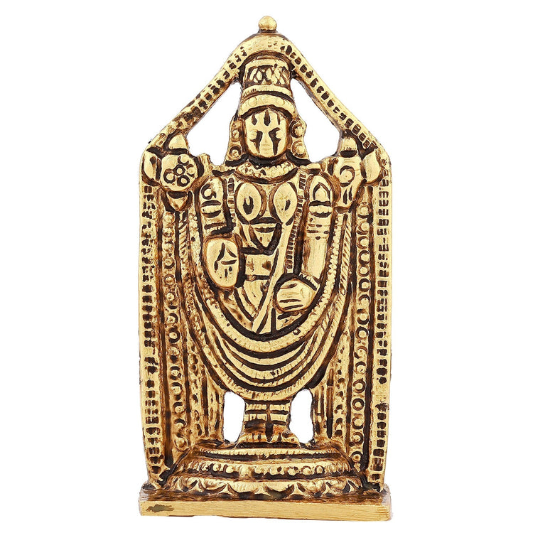 Estele Gold-Polished Lord Tirupati Balaji Idol Showpiece for Pooja Mandir/ Home Decorative