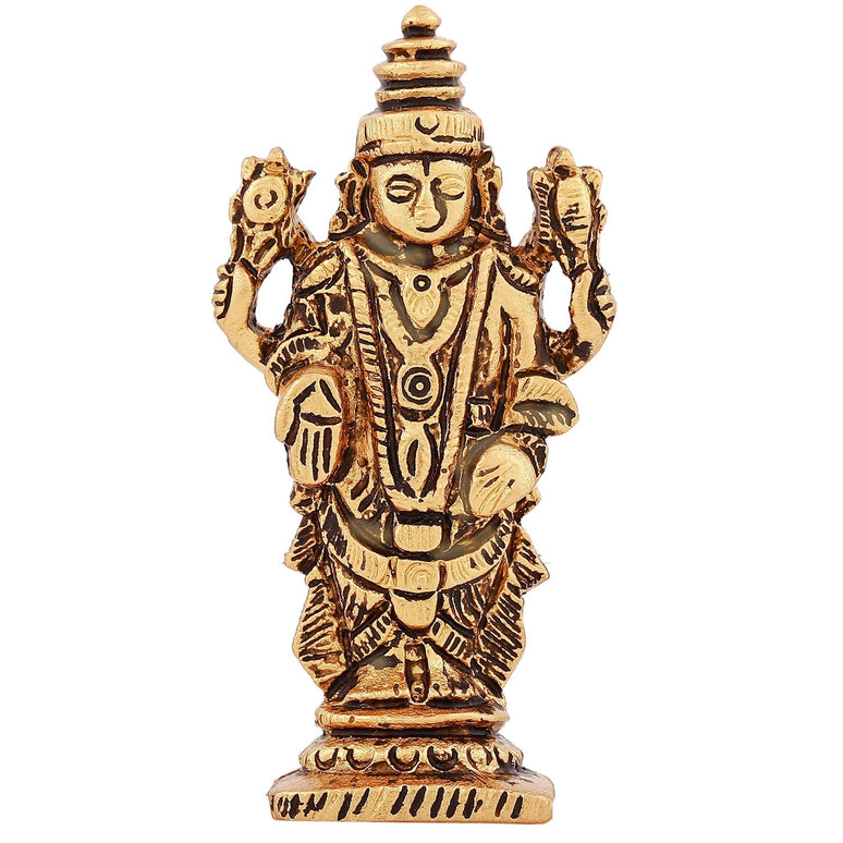 Estele Gold-Polished Lord Tirupati Balaji Idol Showpiece for Pooja Mandir/ Home Decorative