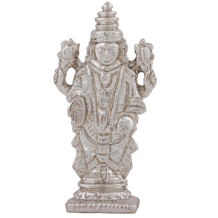 Estele Rhodium Plated Lord Tirupati Balaji Idol Showpiece for Pooja Mandir/ Home Decorative