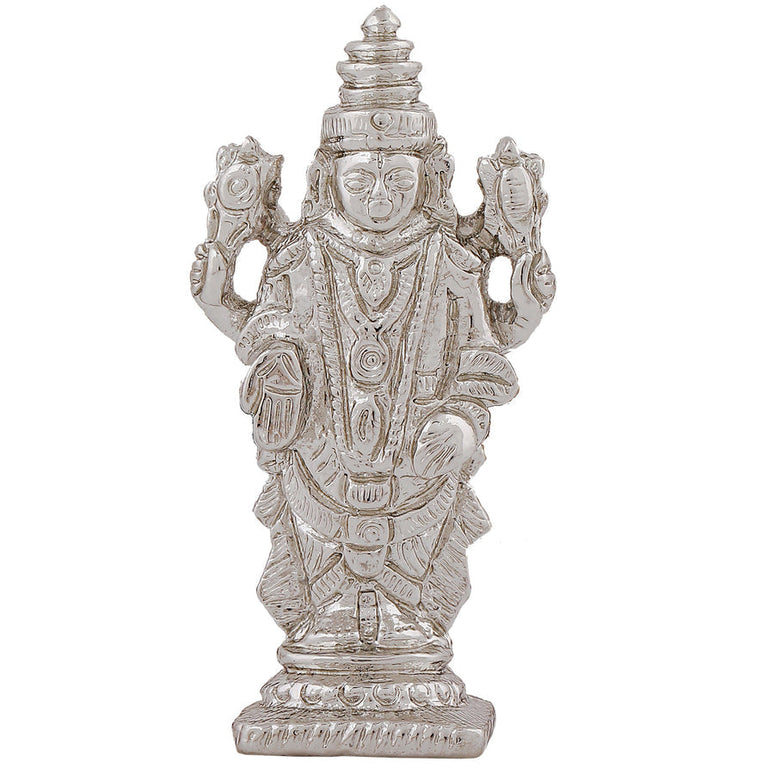 Estele Rhodium Plated Lord Tirupati Balaji Idol Showpiece for Pooja Mandir/ Home Decorative