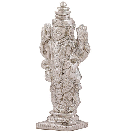 Estele Rhodium Plated Lord Tirupati Balaji Idol Showpiece for Pooja Mandir/ Home Decorative
