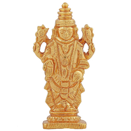 Estele Gold-Polished Lord Tirupati Balaji Idol Showpiece for Pooja Mandir/ Home Decorative