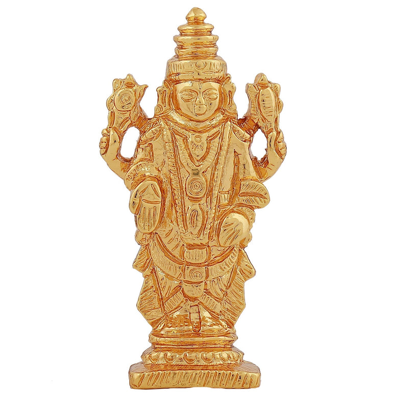 Estele Gold-Polished Lord Tirupati Balaji Idol Showpiece for Pooja Mandir/ Home Decorative