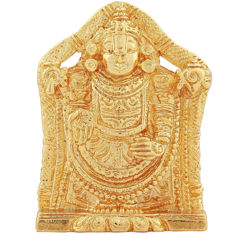 Estele Gold-Polished Lord Tirupati Balaji Idol Showpiece for Pooja Mandir/ Home Decorative