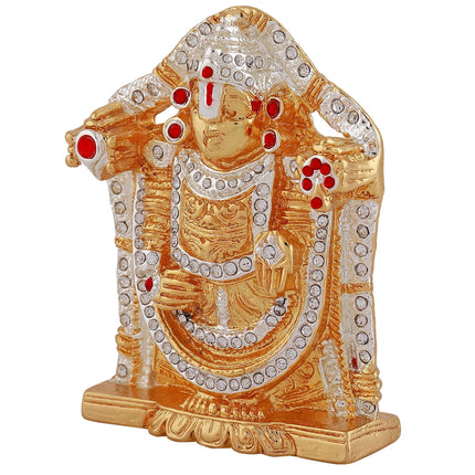 Estele Gold-Polished Lord Tirupati Balaji Idol Showpiece for Pooja Mandir/ Home Decorative