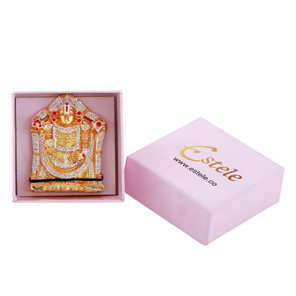 Estele Gold-Polished Lord Tirupati Balaji Idol Showpiece for Pooja Mandir/ Home Decorative