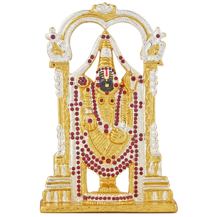 Estele Gold-Polished Lord Tirupati Balaji Idol Showpiece for Pooja Mandir/ Home Decorative
