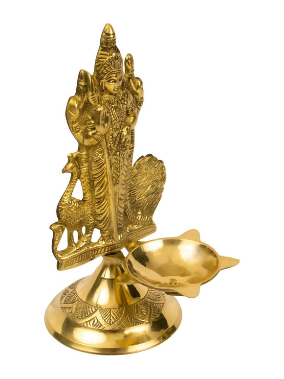 Spillbox Gold-Toned Brass Murugan Diya Pooja Essential