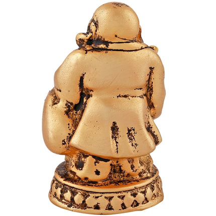 Estele Gold-Polished Laughing Buddha standing statue with Potli showpiece for Perfect Home and Office Décor