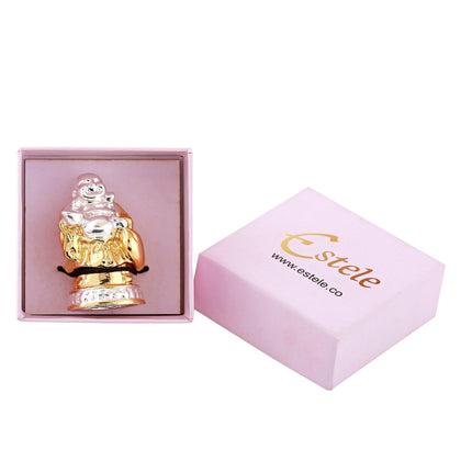 Estele Gold-Polished Laughing Buddha standing statue with Potli showpiece for Perfect Home and Office Décor