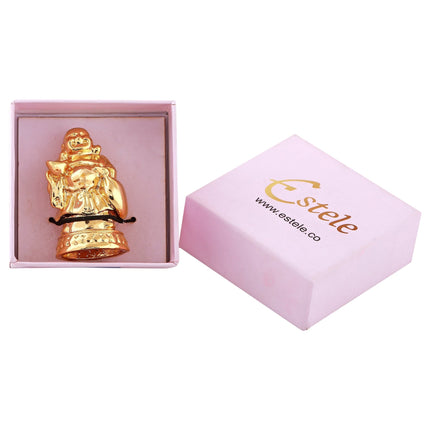 Estele Gold-Polished Laughing Buddha standing statue with Potli showpiece for Perfect Home and Office Décor
