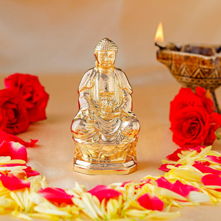 Estele Gold-Polished Lord Gautam Buddha Mediatating Idol statue for Home Décor/Gifts