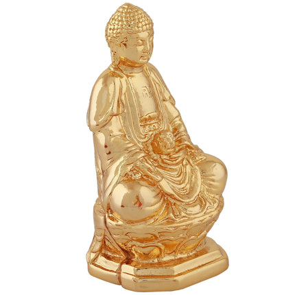 Estele Gold-Polished Lord Gautam Buddha Mediatating Idol statue for Home Décor/Gifts