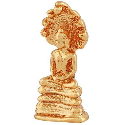 Estele Gold-Polished Medidative Lord Gautam Buddha Sitting under snake Hood Idol for Pooja/Car decor