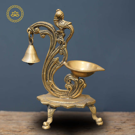 Brass Parrot with Bell Diya