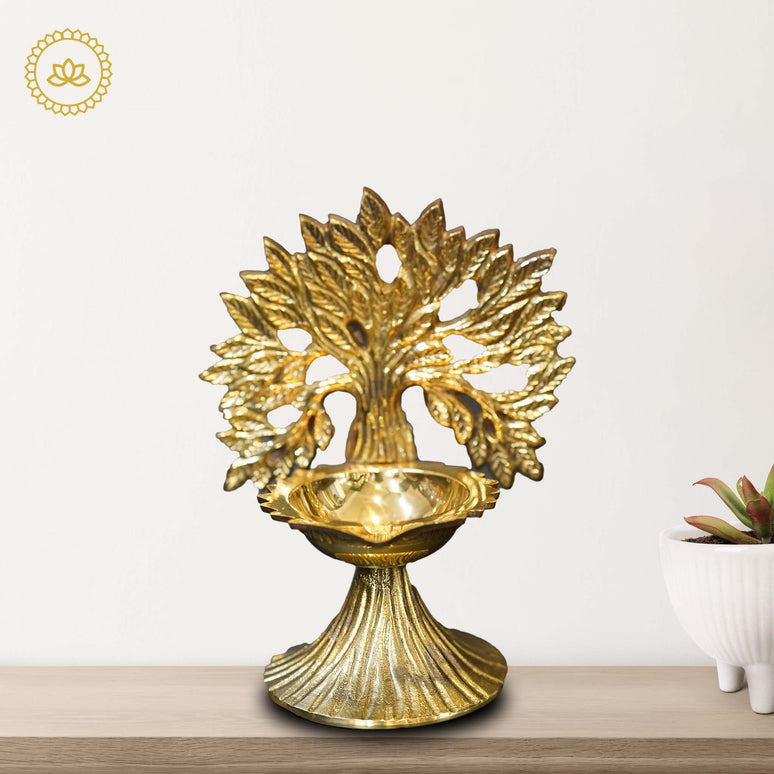 Brass Tree Design Diya