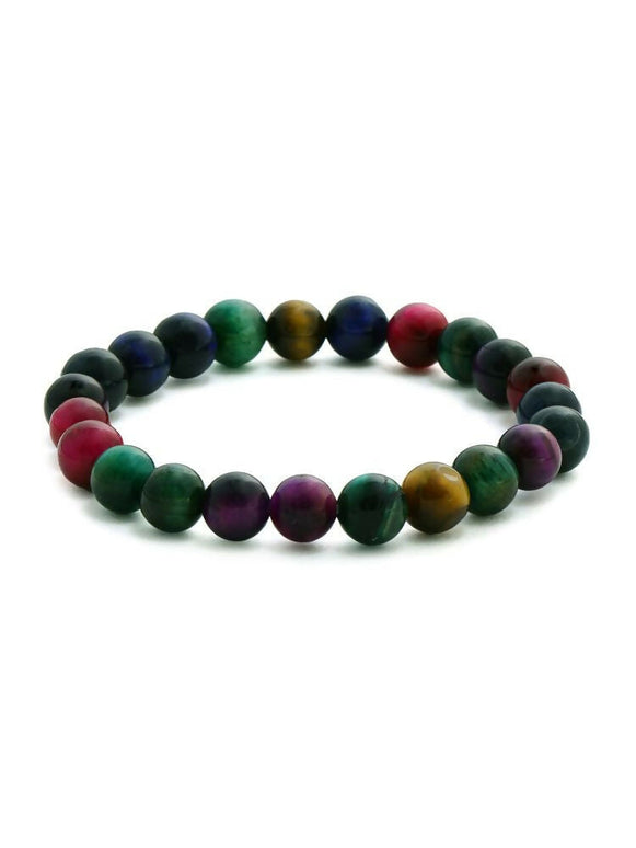 Red Carnelian, Lapis Lazuli, Amethyst and Green Avanturine Multicoloured Cyrstal Beads bracelet - Ruby Raang