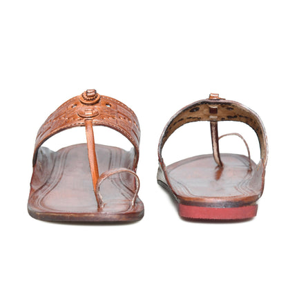 Stepsoft Men'S Leather Kolhapuri Chappals – Handcrafted Ethnic Flats (Brown)