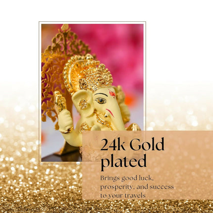 House Of Wemy Gold-Polished Lord Kalpavrikshya Tree Ganesha Idol