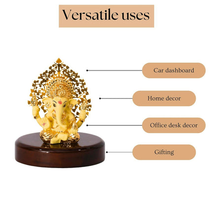 House Of Wemy Gold-Polished Lord Kalpavrikshya Tree Ganesha Idol