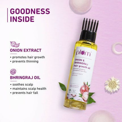 Plum Onion Hair Growth Oil For Hair Fall Control With Bhringraj Oil
