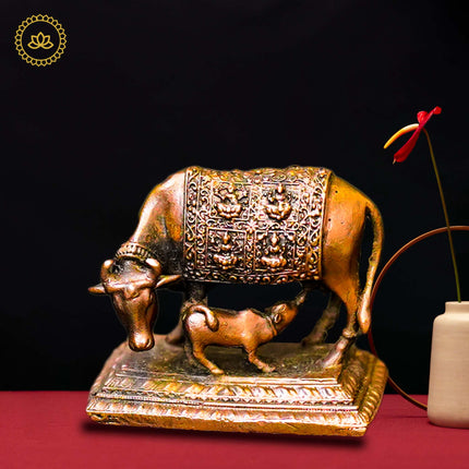 Copper Kamadhenu with Calf