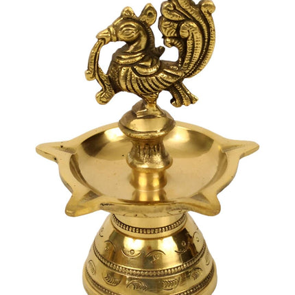 Spillbox Gold-Toned Brass Annam Five Face Diya Pooja Essential