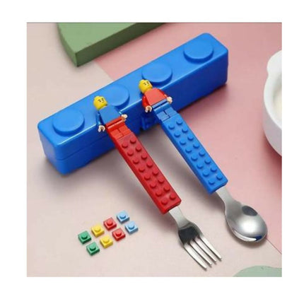 Kelosk Kids Stainless Steel Blocks Cutlery Set, Spoon & Fork Cutlery Set for Kids Stainless Steel Table Spoon