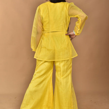 Morchari Women Hand Embroidery Crop Top-Yellow