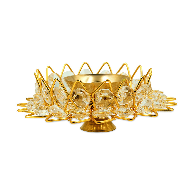 Shubhkart Nitya Brass Pukhraj Crystal Pyali Diya - Medium