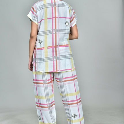 Morchari Digital Print Semi Muslin Co-Ord Set Top & Trouser-Multicolor