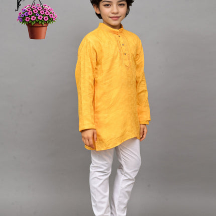 Bluesaanchi Yellow Self-Design Embroidered Kurta Set – Bright & Joyful for Your Little One