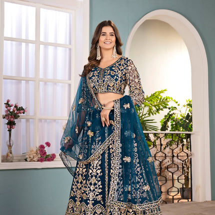 Lehenga Mart Designer Bollywood Style Wedding Wear Lehenga Choli - Blue