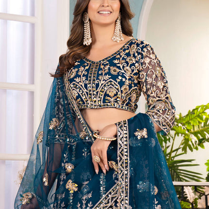 Lehenga Mart Designer Bollywood Style Wedding Wear Lehenga Choli - Blue