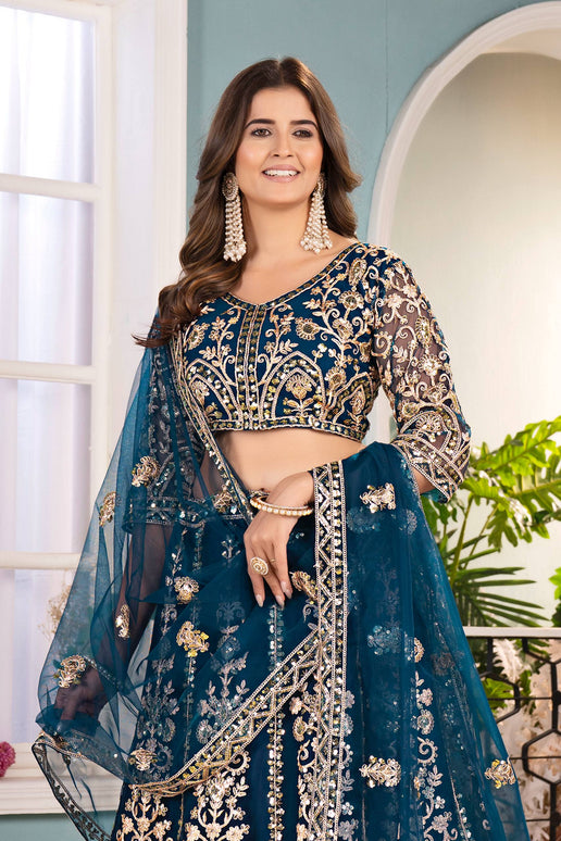 Lehenga Mart Designer Bollywood Style Wedding Wear Lehenga Choli - Blue