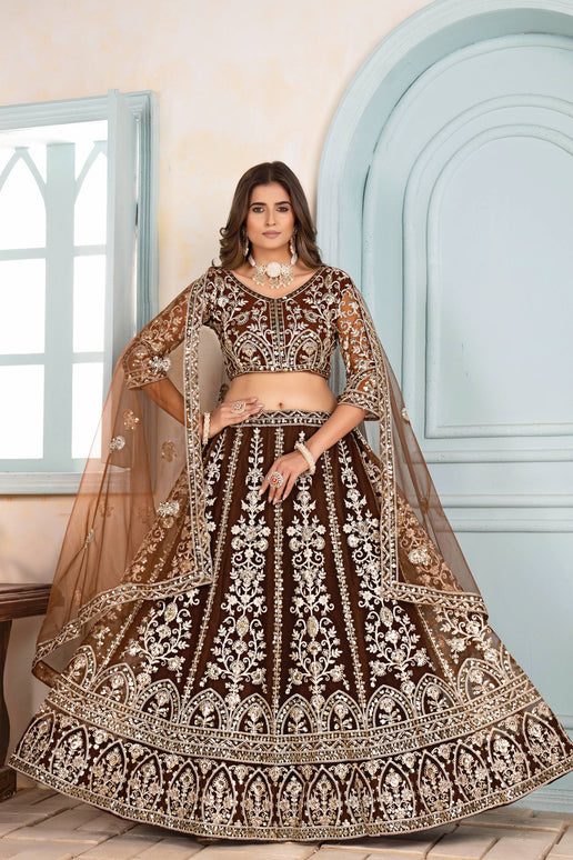 Lehenga Mart Designer Bollywood Style Wedding Wear Lehenga Choli - Brown