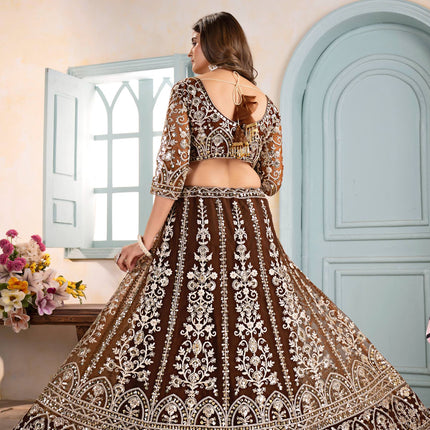 Lehenga Mart Designer Bollywood Style Wedding Wear Lehenga Choli - Brown