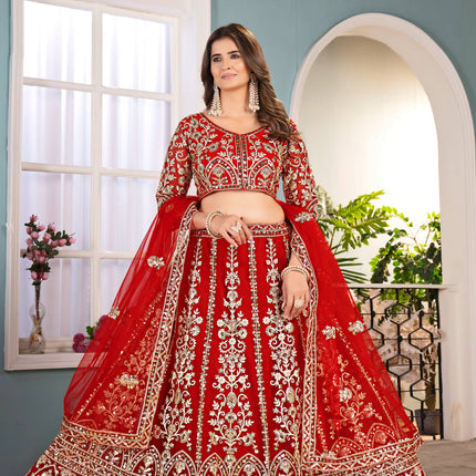 Lehenga Mart Designer Bollywood Style Wedding Wear Lehenga Choli - Red
