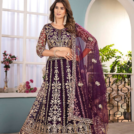 Lehenga Mart Designer Bollywood Style Wedding Wear Lehenga Choli - Wine