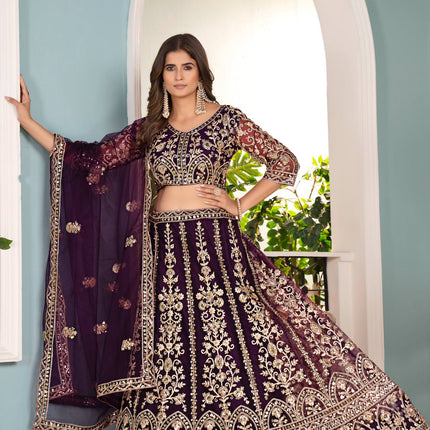 Lehenga Mart Designer Bollywood Style Wedding Wear Lehenga Choli - Wine