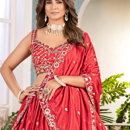 Lehenga Mart Designer Bollywood Style Wedding Wear Lehenga Choli - Red