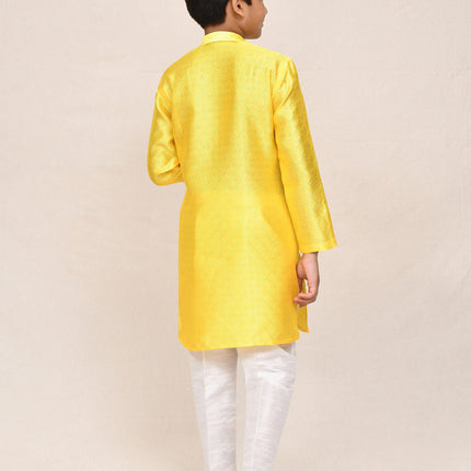 Joban Fashion Cotton Silk Yellow Kurta With Straight Fit Pant
