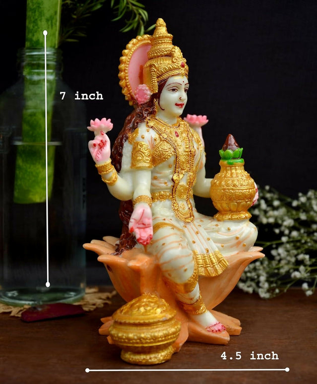 Shri balaji craft Marble Lakshmi Ji Sculpture for Pooja Room