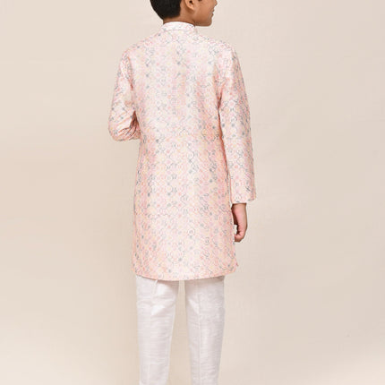 Joban Fashion Art Silk Baby Pink Kurta With Straight Fit Pant