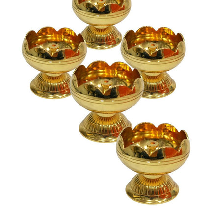 Tied Ribbons Gold Toned 5 Pieces Akhand Brass Diyas