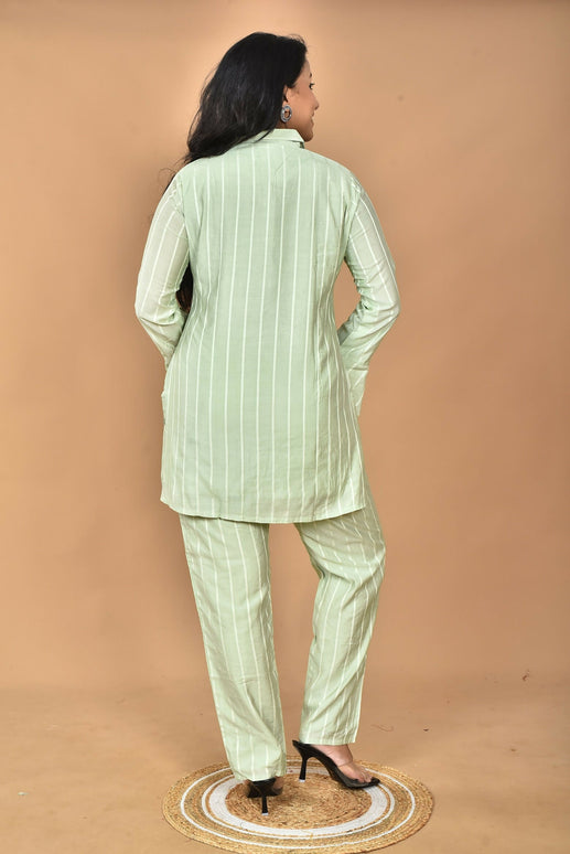 Morchari Women And Hand Embroidery Co-Ords-Green