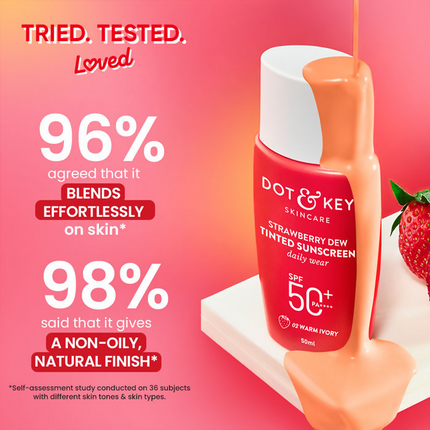 Dot & Key Strawberry Dew Tinted Sunscreen SPF 50+ PA++++ - 02 Warm Ivory